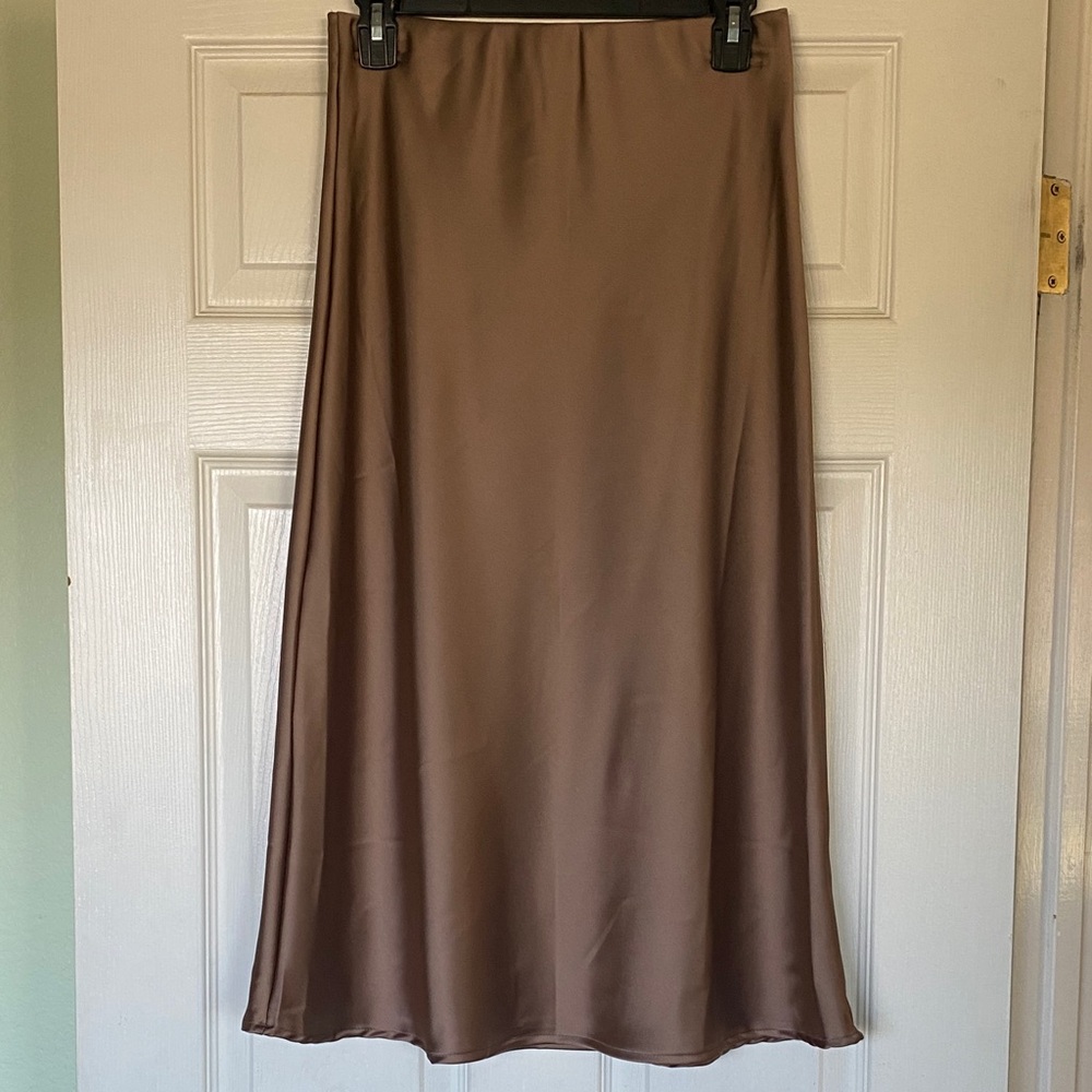 Satin Midi Slip Skirt